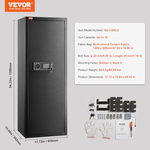 Gun Safe with Digital Keypad, Tall Rifle Storage Cabinet with Removable Shelf H5060