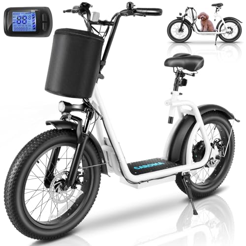 Caroma Peak 819W Adult Electric Scooters, 500Wh Battery, 30 Miles Range, 20" Fat Tire, 20 MPH Top Speed, Off-Road E Scooter with Adjustable Seat&Detachable Basket, Foldable Ebike for Commuting