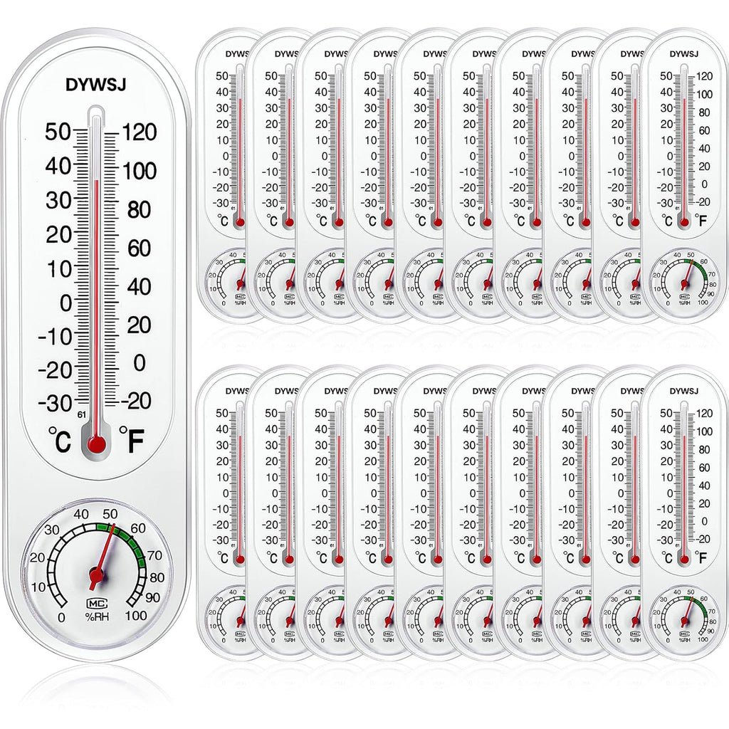 Frienda 20 Pcs Indoor/Outdoor Thermometer Hygrometer Temperature Humidity Meter Gauge Monitor Hygrometer Thermometer with Celsius/Fahrenheit(℉/℃) for Greenhouse Cellar (Classic Style)