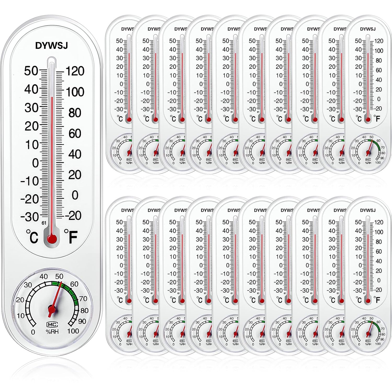 Frienda 20 Pcs Indoor/Outdoor Thermometer Hygrometer Temperature Humidity Meter Gauge Monitor Hygrometer Thermometer with Celsius/Fahrenheit(℉/℃) for Greenhouse Cellar (Classic Style)