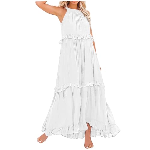 Casual V Neck Maxi Dress for Women Summer Sundress P5804