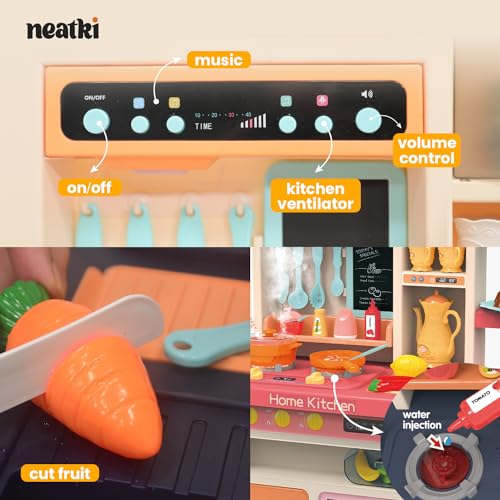 Kids' Play Kitchen Set with Lights and Sounds, 65 Pieces O3239