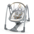 Ingenuity ConvertMe 2-in-1 Compact Portable Automatic Baby Swing & Infant Seat, Battery-Powered Vibrations, Nature Sounds, 0-9 Months 6-20 lbs (Nash)