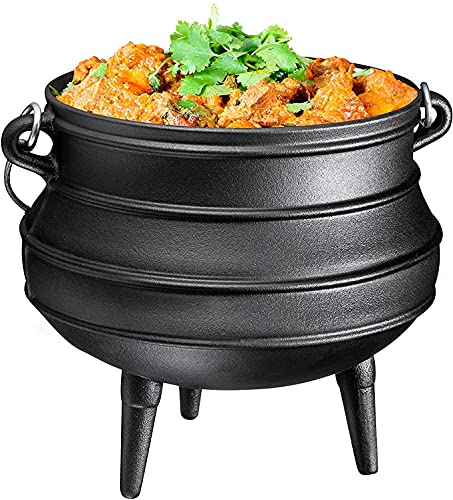 Pre-Seasoned Cast Iron Cauldron with Lid, 3 Legs, 10 Quarts U150