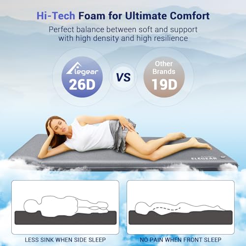 Self Inflating Sleeping Pad, 3.1'' Ultra-Thick Memory Foam Camping Mattress with Pillow D142