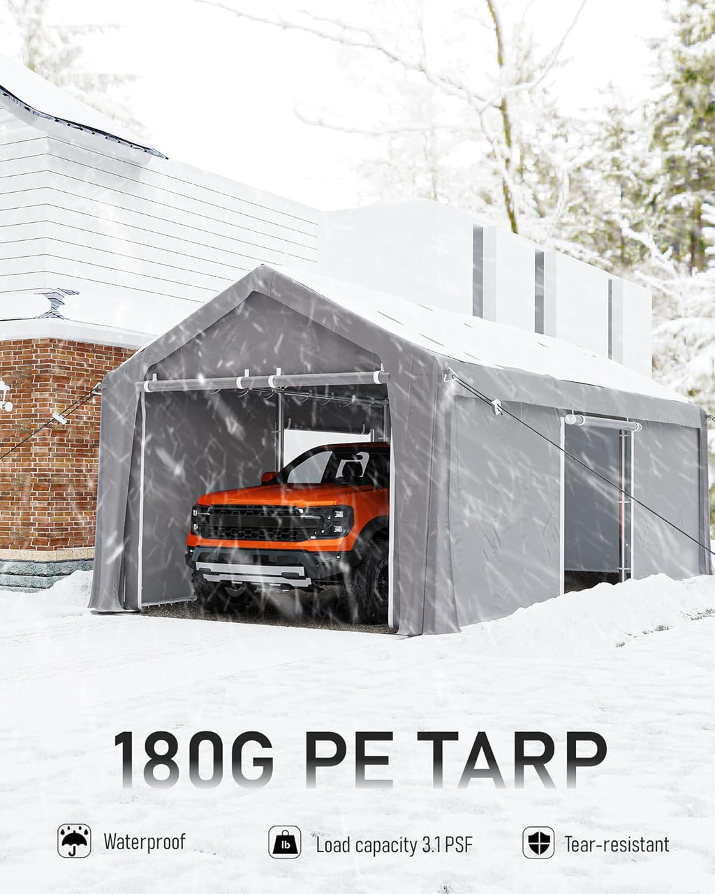 Carport 13x20 Heavy Duty Portable Garage with Waterproof Canopy and Doors X1547