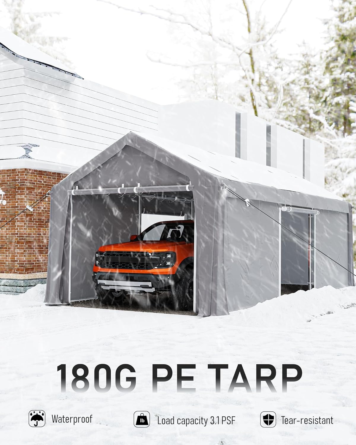 Carport 13x20 Heavy Duty Portable Garage with Waterproof Canopy and Doors X1547