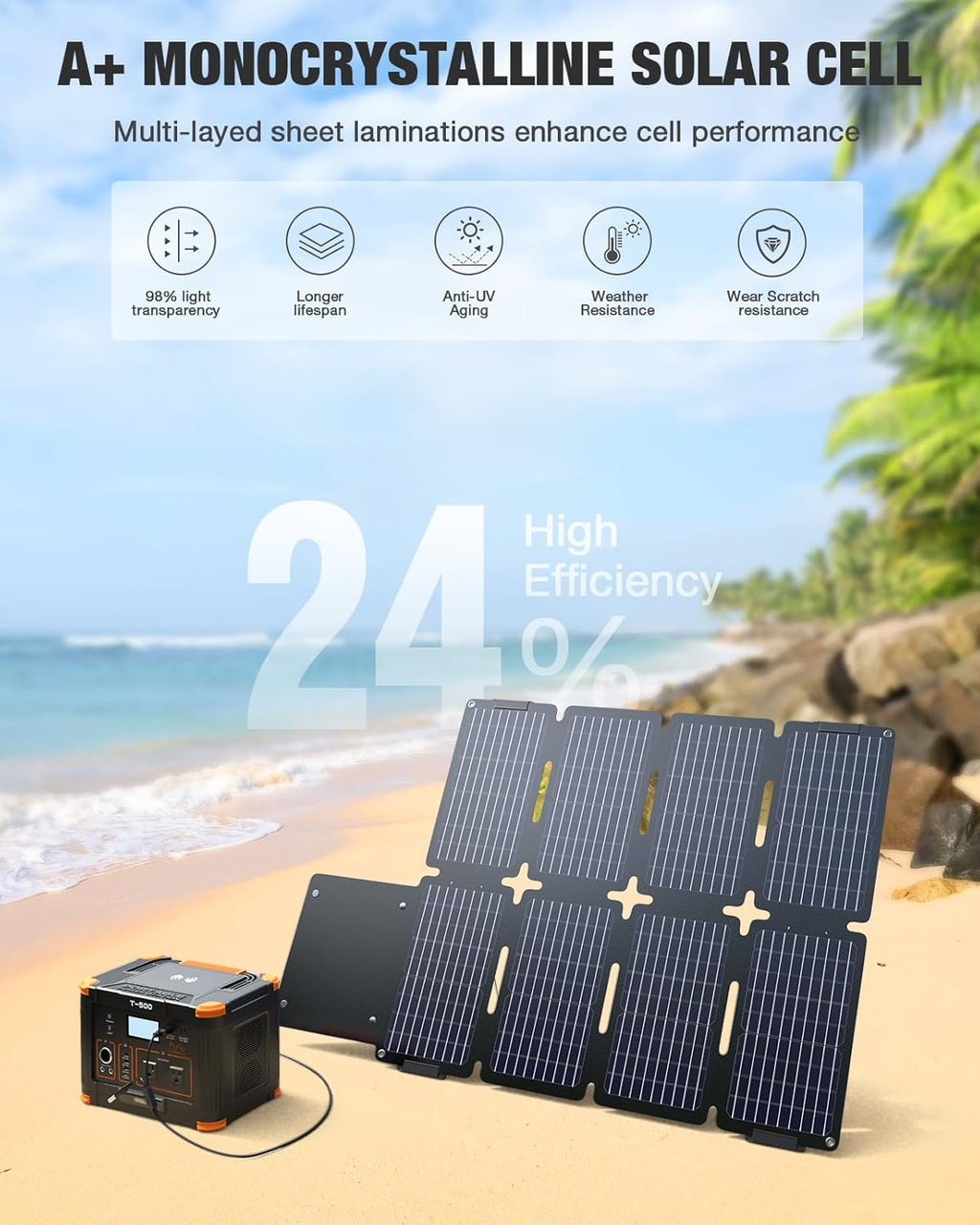 Portable Power Station 300W with 80W Foldable Solar Panel, 288Wh Backup Lithium Battery Y78656