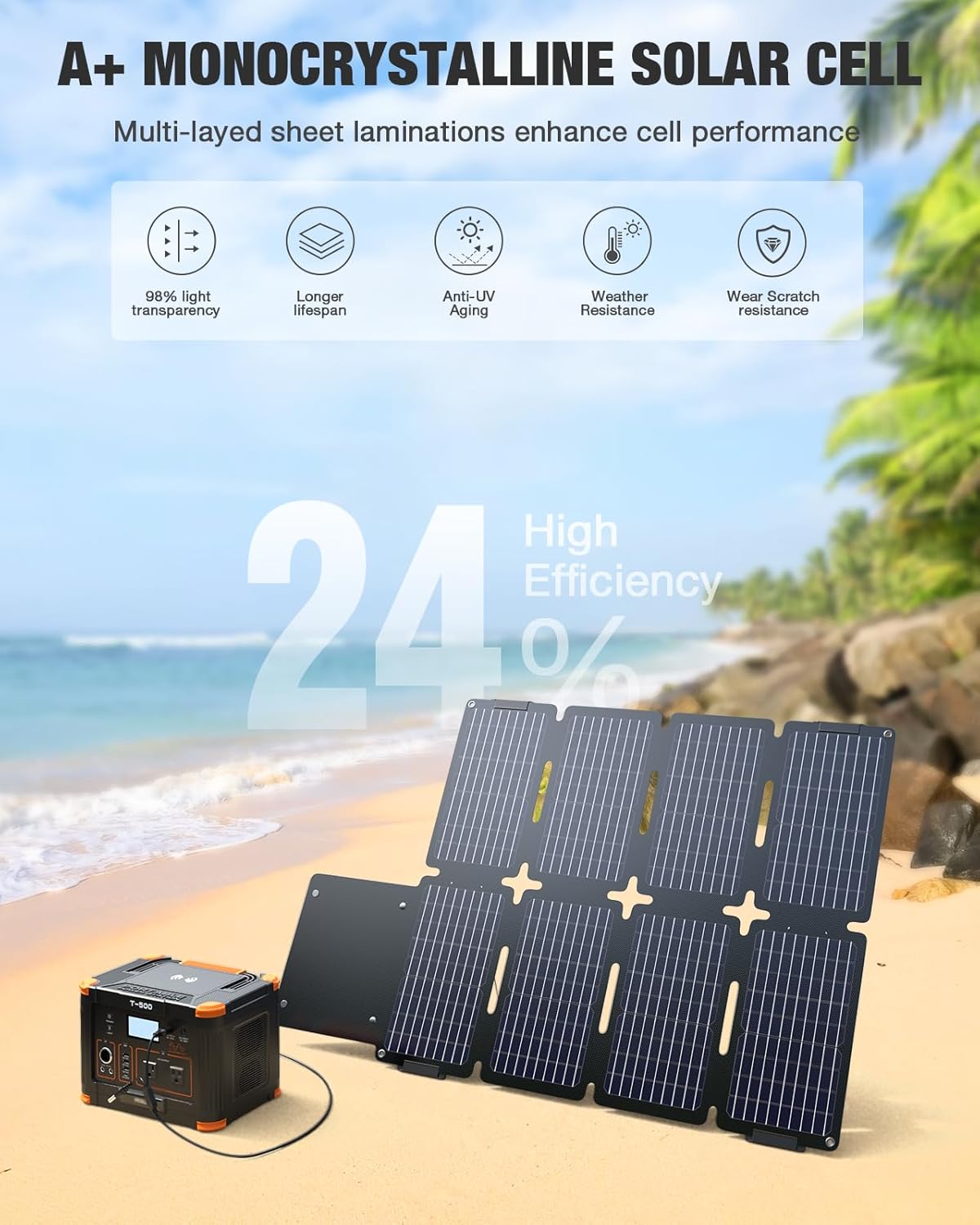Portable Power Station 300W with 80W Foldable Solar Panel, 288Wh Backup Lithium Battery Y78656