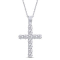 SAVEARTH DIAMONDS 1/3 Round Cut Lab Created Moissanite Diamond Cross Tennis Pendant Necklace 14k Gold Over Sterling Silver Jewelry For Women With 18" Chain (VVS1 Clarity 0.33 Cttw)