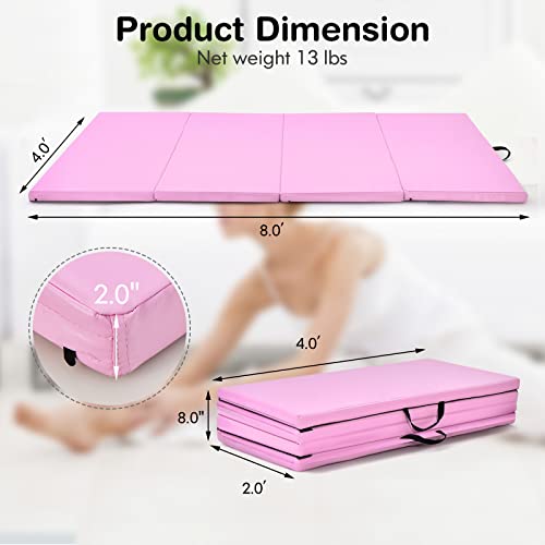 Gymnastics Mat 4x8 ft Folding Exercise Mat with Carry Handles N2334