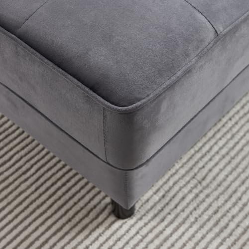 Velvet Chaise Lounge Chair with Tufted Cushion and Adjustable Armrest D555