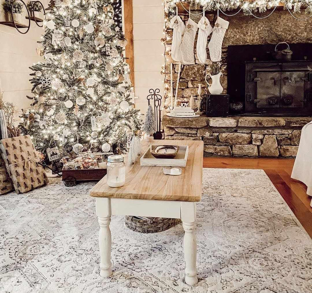 Moroccan Farmhouse Area Rug - Boho Vintage Distressed - Beige Gray Brown Cream H285