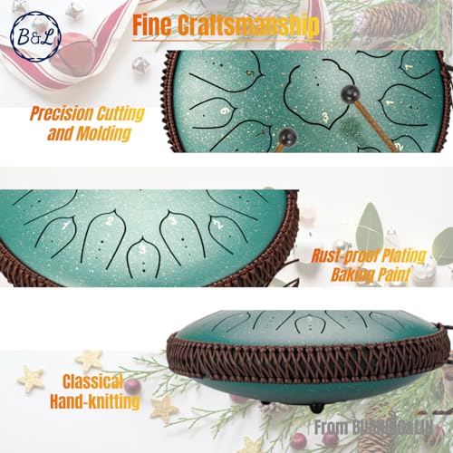 Steel Tongue Drum 15 Notes 14 Inches Percussion for Meditation Yoga S267032