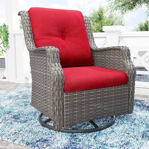 Outdoor Swivel Rocker Patio Chair with Olefin Fabric Cushions H736376