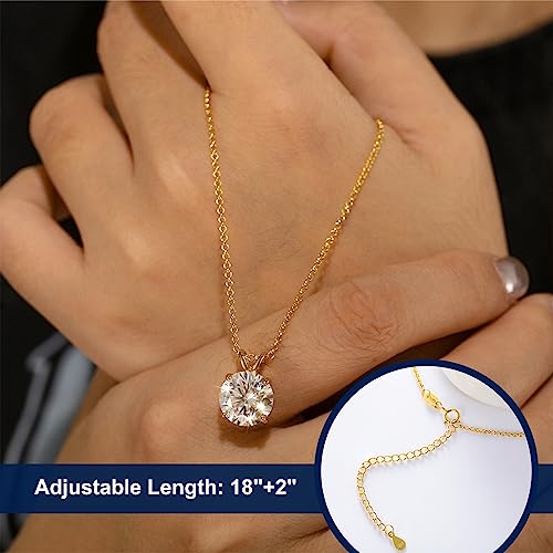 Moissanite Pendant Necklace for Women, Lab Created Diamond, 18K Gold Plated Sterling Silver W2767