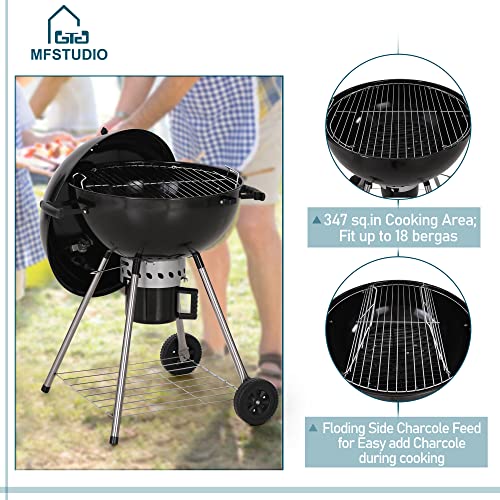 18" Kettle Charcoal Grill with Slide Out Ash Catcher, Outdoor BBQ X780
