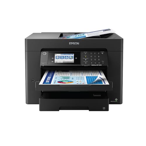 Epson Workforce Pro WF-7840 Wireless All-in-One Wide-Format Printer with Auto 2-Sided Print up to 13" x 19", Copy, Scan and Fax, 50-Page ADF, 500-sheet Paper Capacity, 4.3" Screen,Black