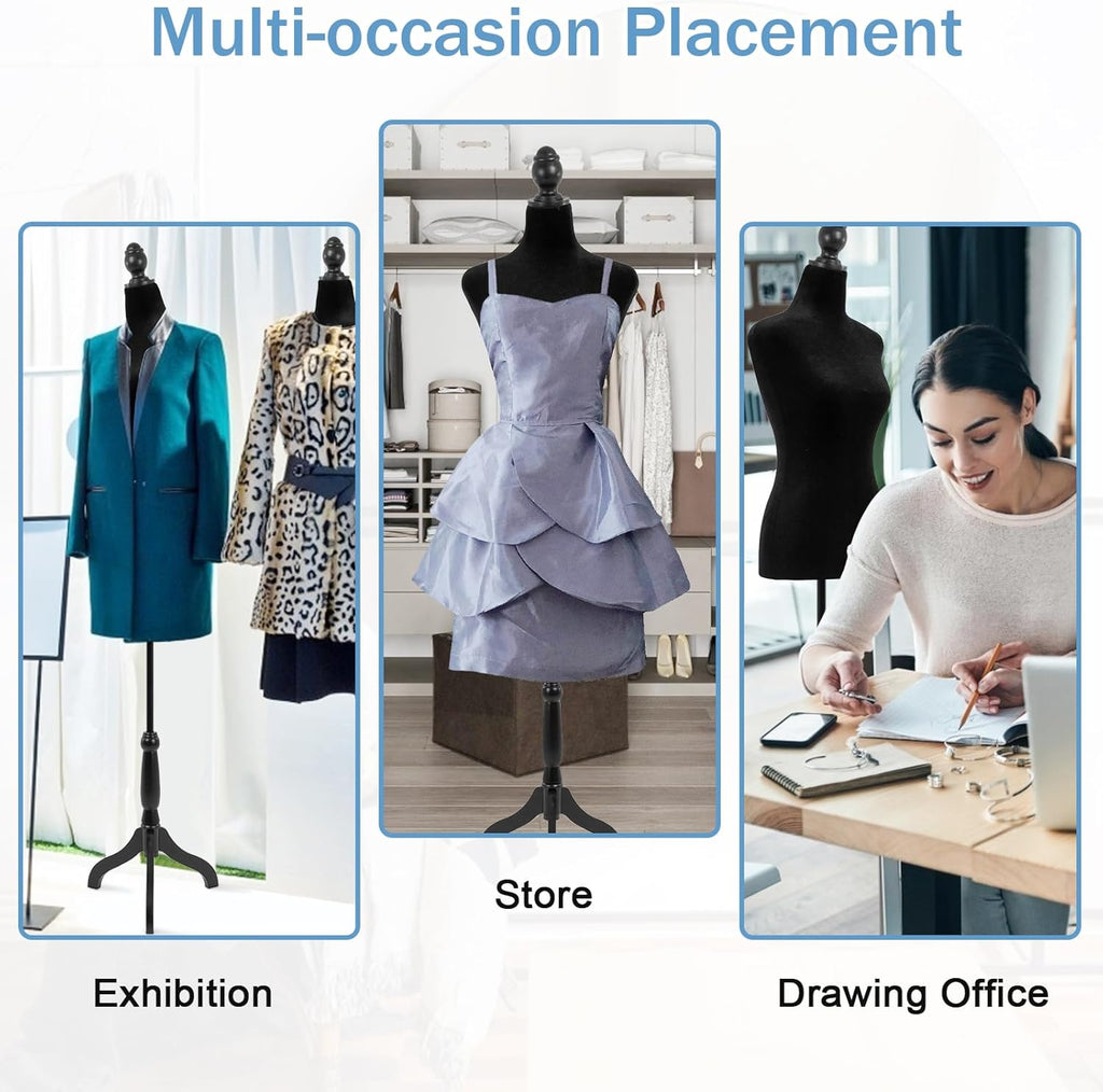 Adjustable Dress Form Mannequin with Tripod Stand for Display F8795