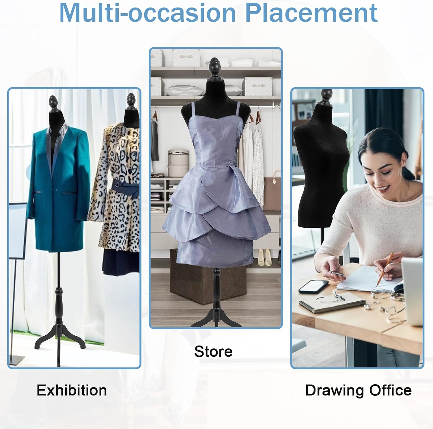 Adjustable Dress Form Mannequin with Tripod Stand for Display F8795