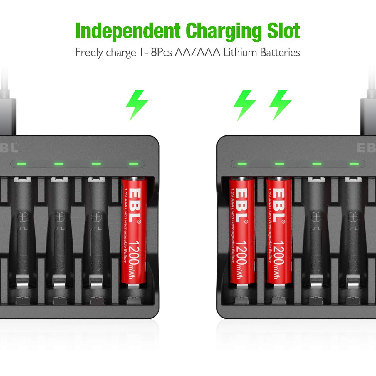 8 Pack Rechargeable Lithium AAA Batteries with Smart Charger X10537
