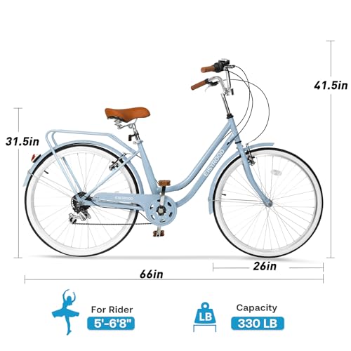 Women's 26 Inch Beach Cruiser Bike, 7 Speed Y624182