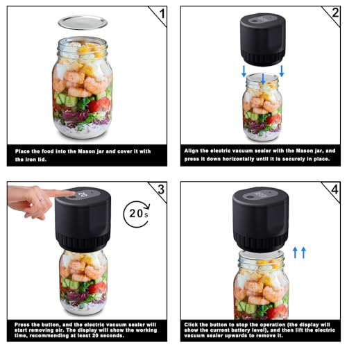 Electric Mason Jar Vacuum Sealer Kit for Wide and Regular Mouth Z60250