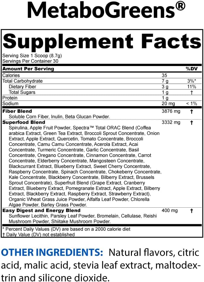 Superfood Greens Powder with Berry Flavor, 30 Servings R358