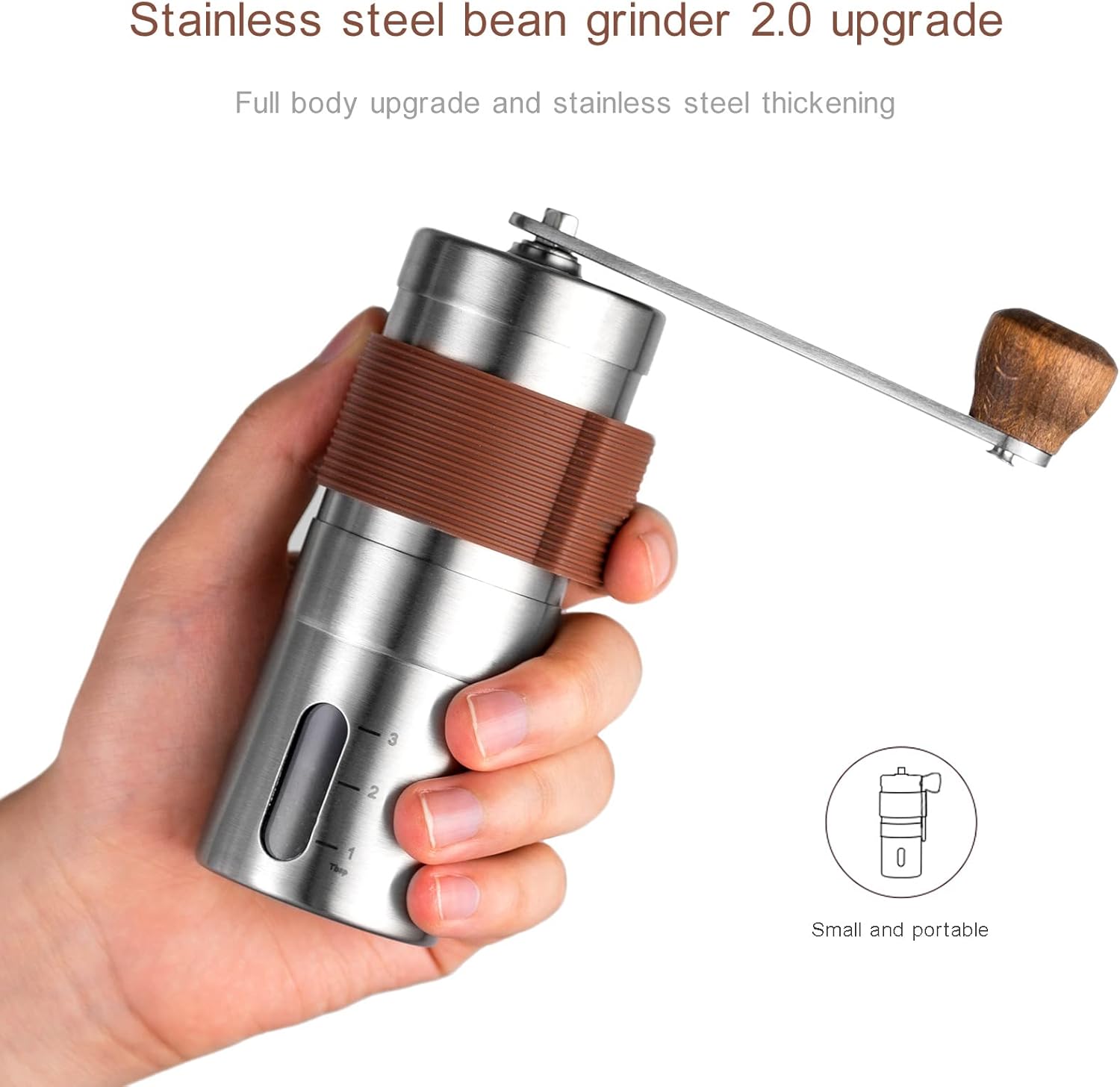 Manual Coffee Grinder, Portable, Adjustable, Stainless Steel X72848