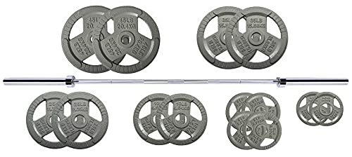 BalanceFrom 300-Pound Olympic Weight Set Including 7FT Olympic Barbell and Cast Iron Plates