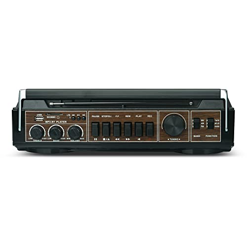 2-Way Boombox with Bluetooth, AM/FM Radio, USB, SD Card, and Cassette Player, Red K645986