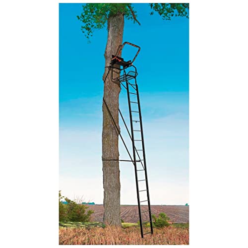 20' Tall Single Steel Ladder Tree Stand with Padded Shooting Rail for Hunting F94510