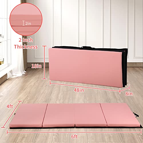 Gymnastics Mats 4x6x2 Inch Folding Tumbling Mat for Home Exercise O966