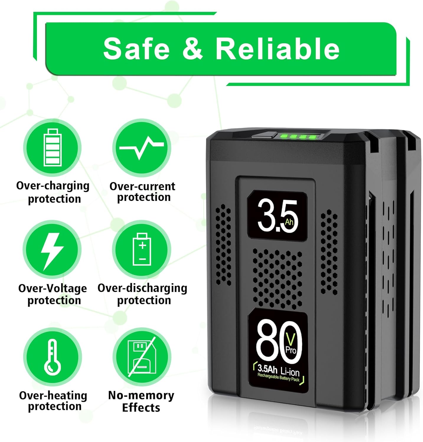 80V 3.5Ah Lithium Ion Battery Compatible with Greenworks PRO G494