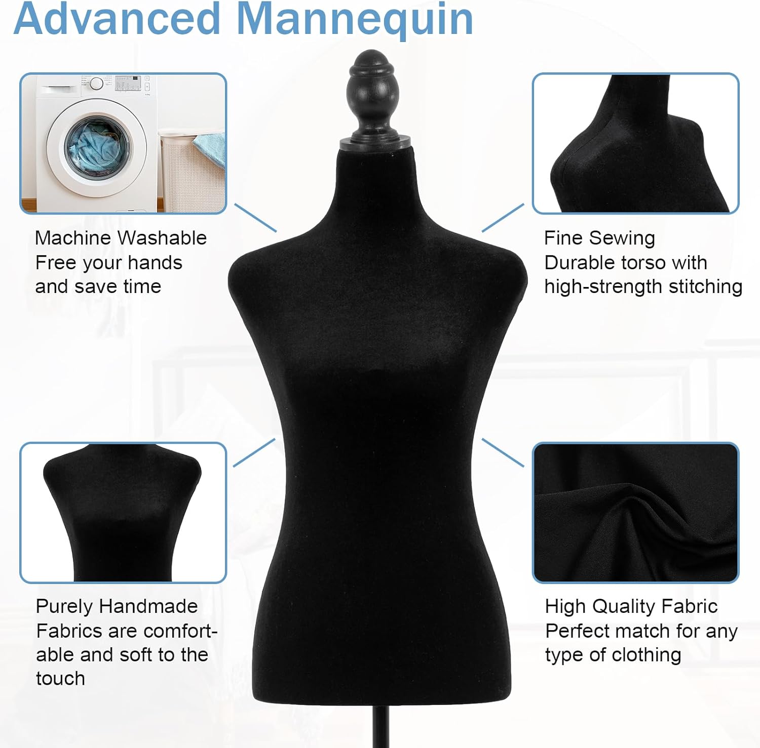 Adjustable Dress Form Mannequin with Tripod Stand for Display F8795