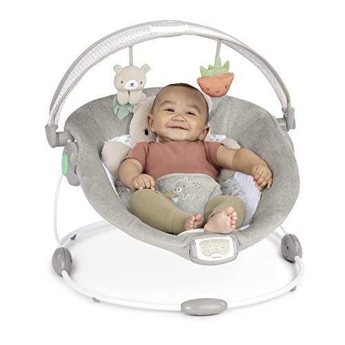 Baby Bouncer Seat with Light-Up Toy Bar and Tummy Time Pillow Mat H911