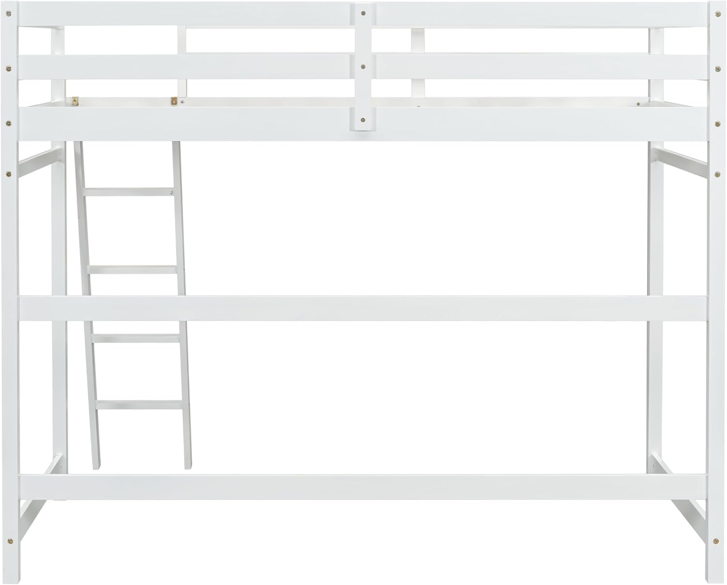 High Loft Bed with Ladder and Safety Guardrail for Kids Teens, White D580