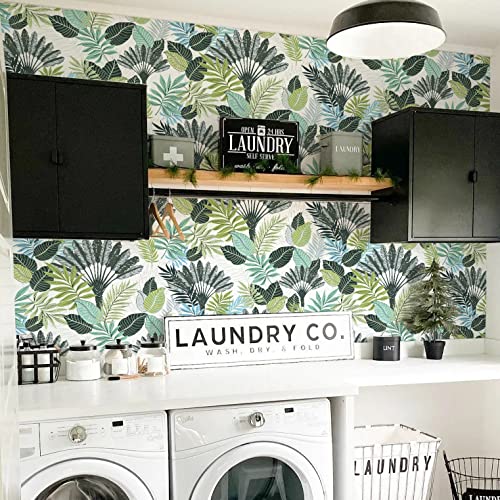 Tropical Peel and Stick Wallpaper Floral Palm Leaf Green Removable P589259