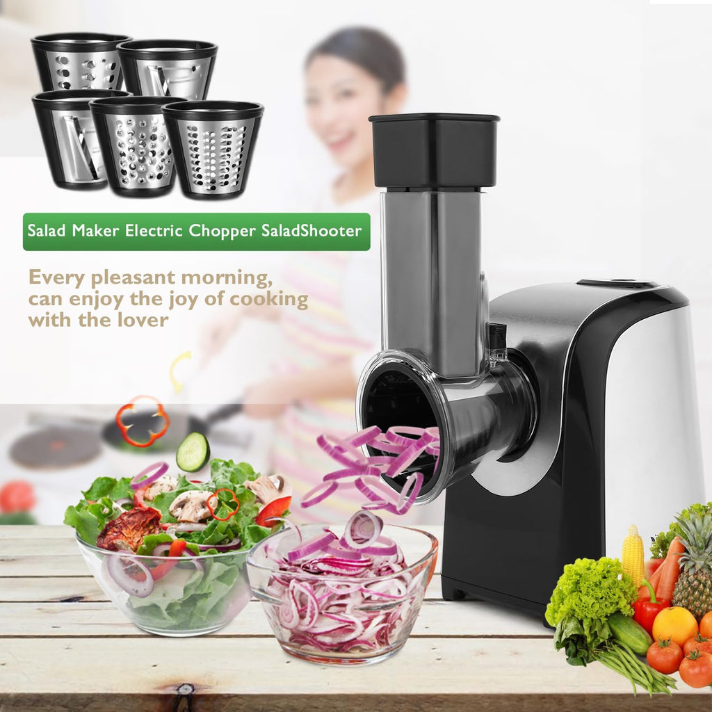 Electric Cheese Grater 5 in 1 Vegetable Slicer 150W One-Touch Control F8074