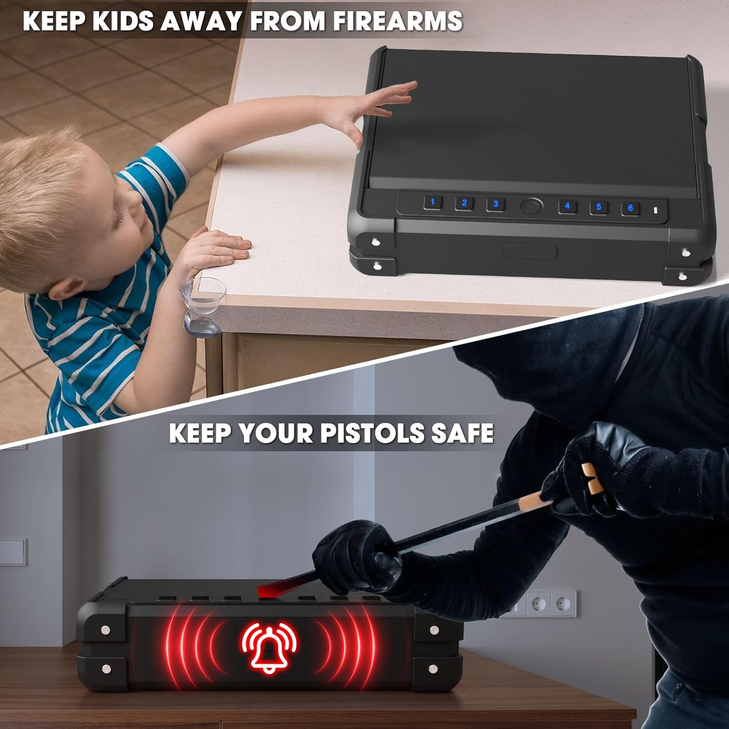 Biometric Gun Safe for 3-4 Pistols, Quick Access with USB-C Port N96475