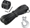 1/4" Synthetic Winch Rope 50 Ft Black Heavy Duty 10000 lb ATV Winch Rope Line with Steel Hook Rubber Stopper Protecting Sleeve/Sheath and Thimble Universal Fit for ATV SUV Vehicle Winch Rope