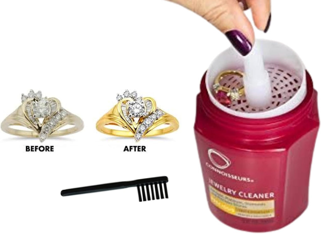 Jewelry Cleaner for Diamond, Platinum & Precious Stones with Polishing Cloth, Basket and Brush, Pack of 2 Y675423