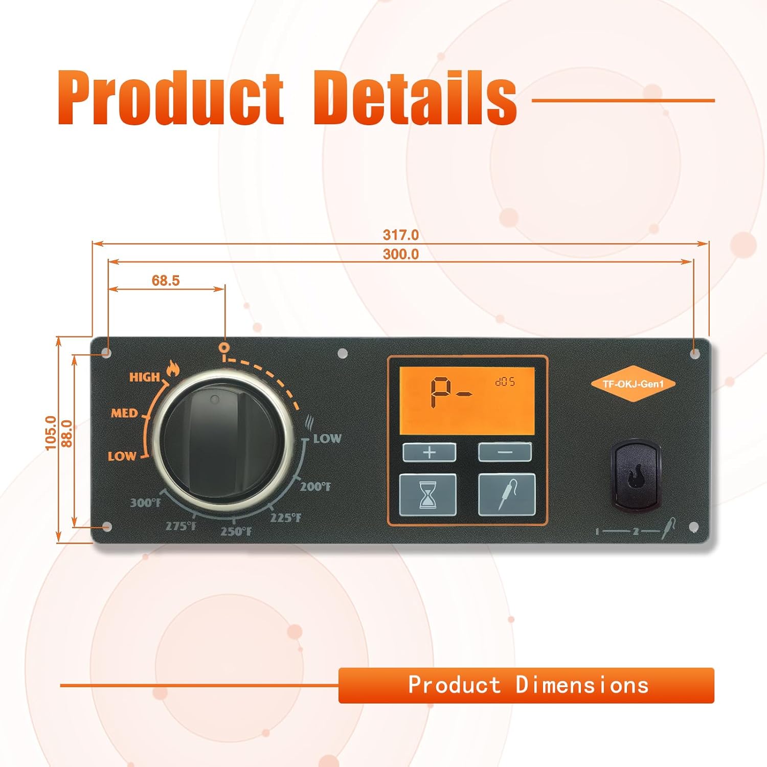 Control Panel Replacement for Pellet Grill, Digital Thermostat U5437