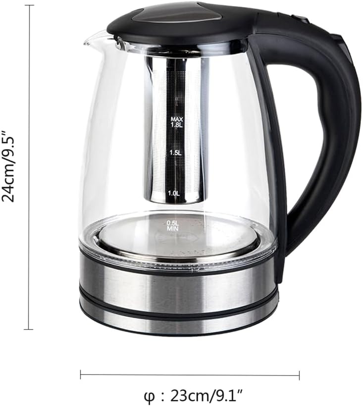 Electric Glass Kettle 1.8L with Mesh Filter, Auto Shut-Off W44127
