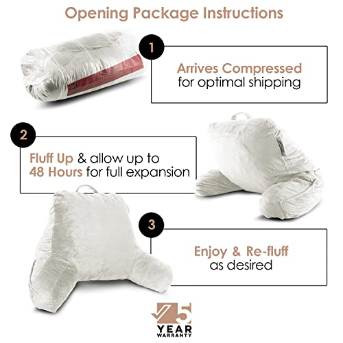 Reading Pillow for Bed, Shredded Memory Foam Back Support with Pockets U8285