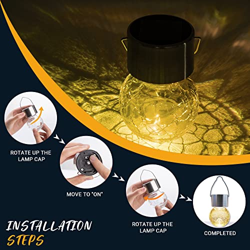 8 Pack Solar Hanging Lights for Outdoor Christmas Decoration, Cracked Glass, Waterproof A575324