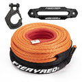FIERYRED Synthetic Winch Rope 3/8 Inch 100FT - 26500Ibs Winch Line Cable Rope with Winch Hook Fairleads for 4WD Off Road Vehicle ATV UTV SUV SUV Trucks