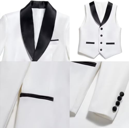 Boys 3 Piece Tuxedo Set Slim Fit Dress Outfit W984077