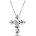 SAVEARTH DIAMONDS 1/2 Carat Round Cut Lab Created Moissanite Diamond Cross Pendant Necklace In 14K Gold Over Sterling Silver Jewelry For Women With 18" Chain (VVS1 Clarity, 0.50 Cttw)