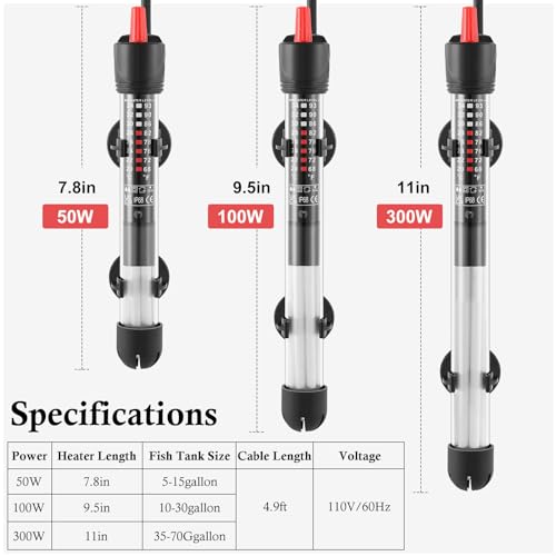 Submersible Glass Aquarium Heater for Fresh and Salt Water Q52987